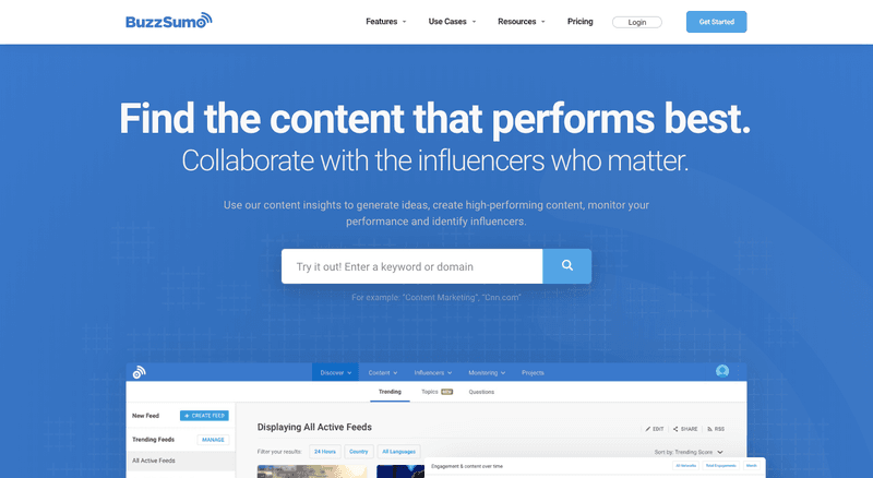 Buzzsumo platform, which can help increase Facebook page likes