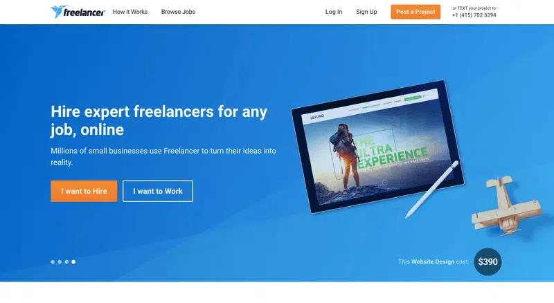 Freelancers home page