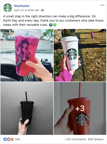 Starbucks UGC como táctica para aumentar los "me gusta" de la página de Facebook