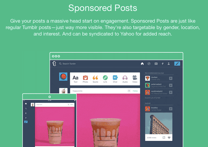 Publicaciones patrocinadas de Tumblr