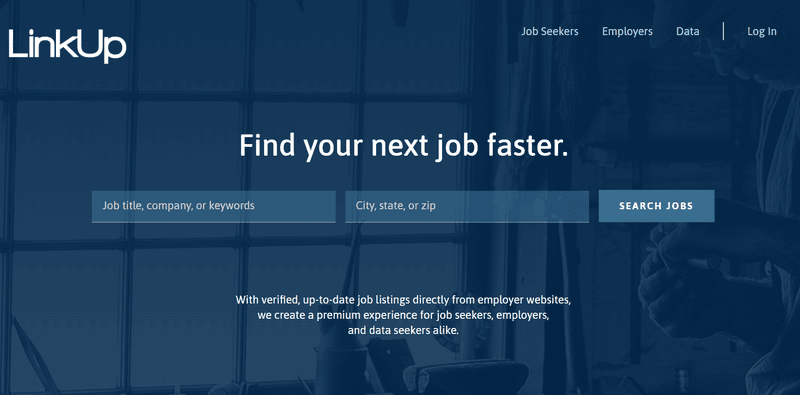 Linkup website page for online jobs