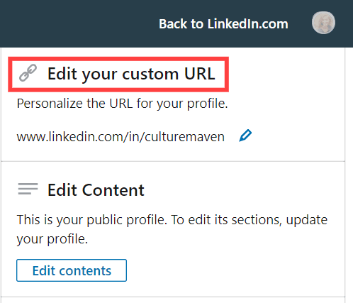 LinkedIn profile page
