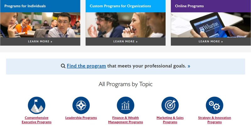 Wharton Management Development Program Website
