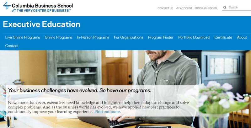 Sitio web de educación ejecutiva de Columbia Business School