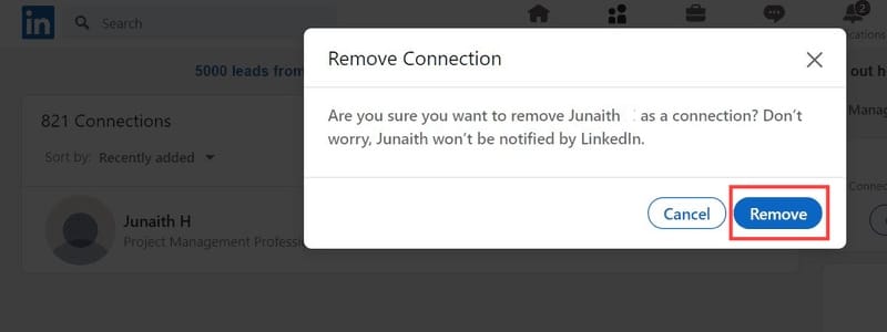 Remove LinkedIn Connection step