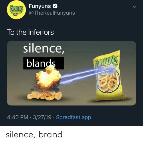 Funyuns torcendo o meme da marca de silêncio