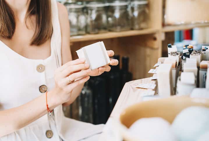 A woman shopping from a local brand