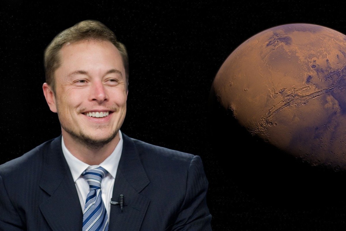 Elon Musk photo with a planet in the background