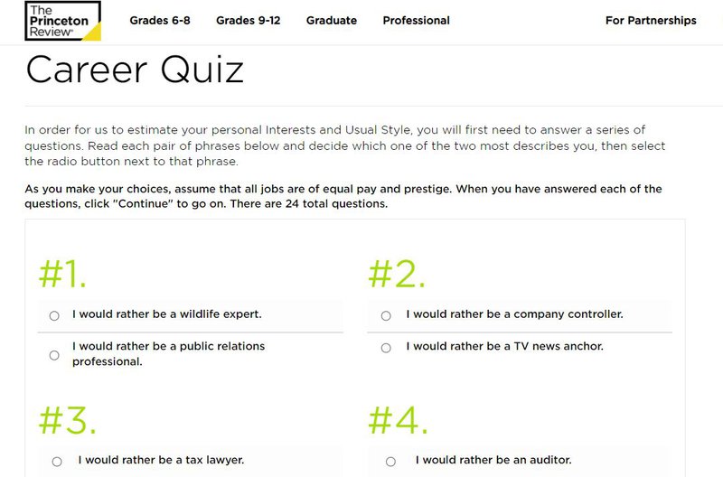The Princeton Review Quiz page
