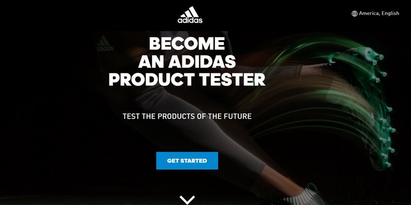 Site de testes de produtos da Adidas.