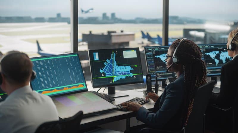 Air traffic control job in transportation.