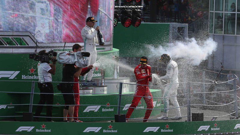 The header image on Heineken's website shows the F1 race podium celebration