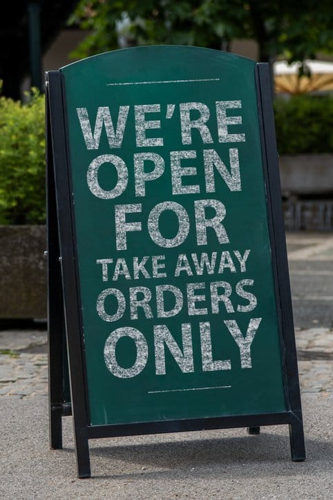 Chalkboard on the street for Take away orders
