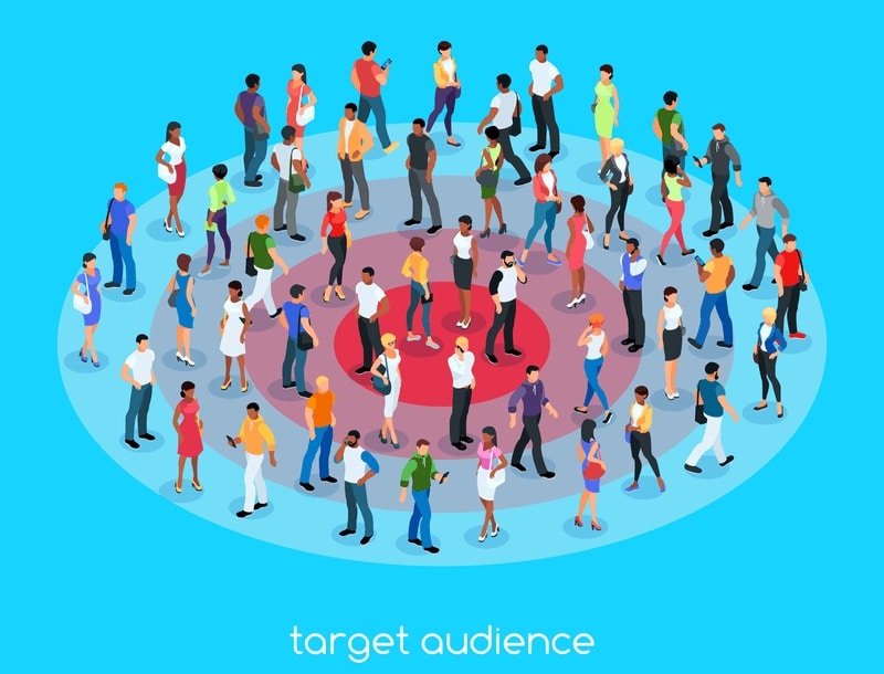 Illustration of target audience ovrer a target. It's the thirs step for a strategic marketing plan development