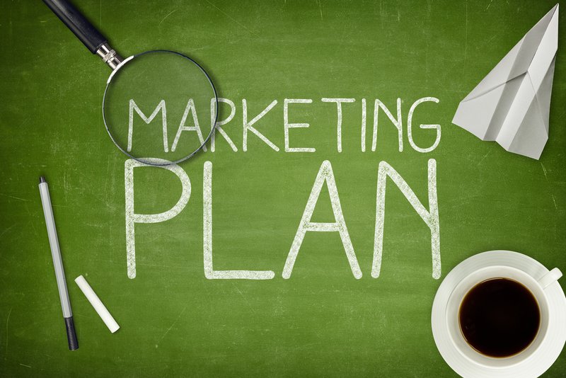 Marketing Plan on a green background