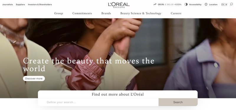 Loreal’s homepage