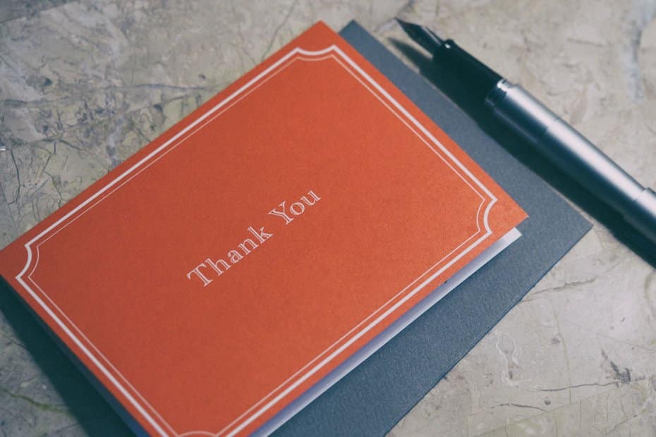A thank you note representing ways to say "we appreciate you".