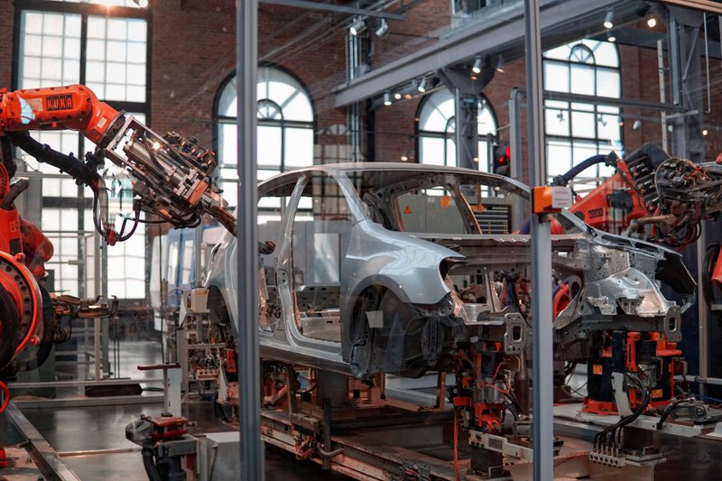 Robots in a automobile manufacturing plant